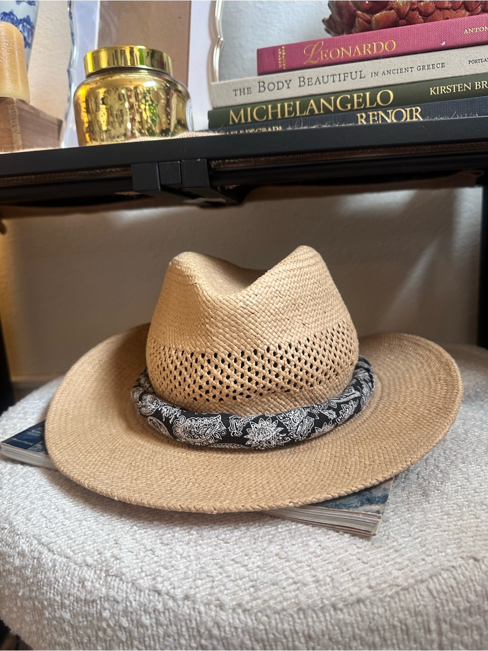 Treasure & Bond Natural Straw Sun Hat with Tan Trim